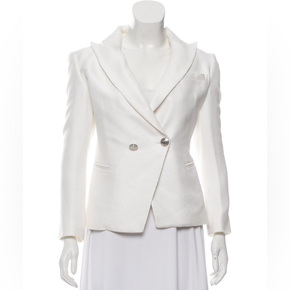 BALMAIN White Structured Peak-Lapel Blazer XS US2 FR36